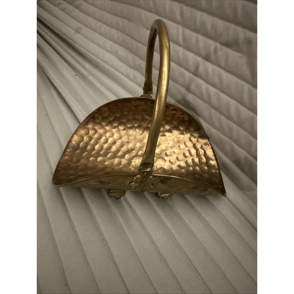 VTG Hammered Solid Brass Mini Claw Foot Log Holder Perfect For Matches Fireplace